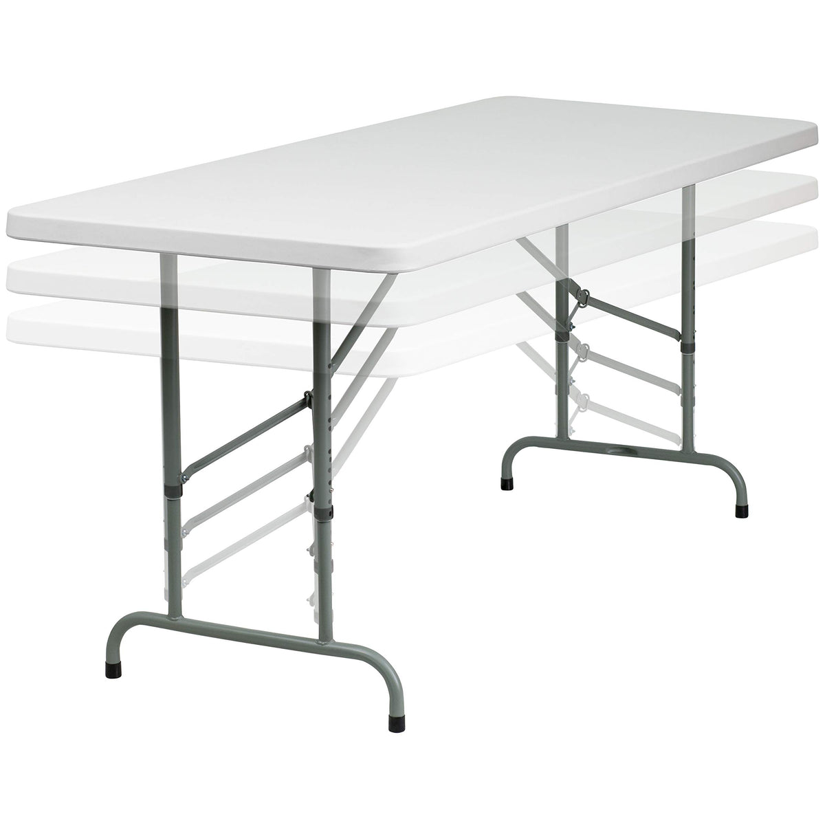 6-Foot Height Adjustable Granite White Plastic Folding Table B6242