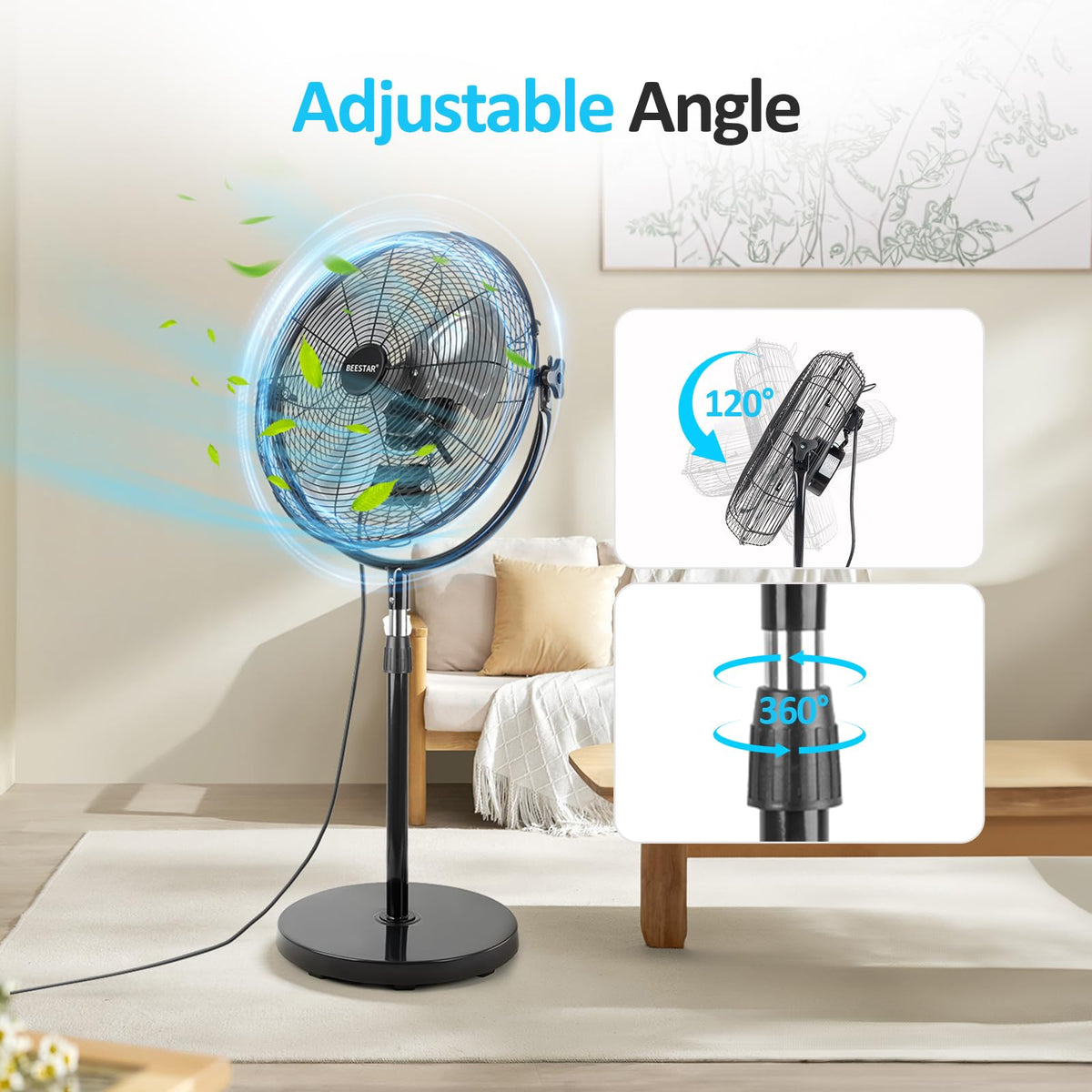 20 Inch Heavy Duty High Velocity Metal Stand Pedestal Fan E30832