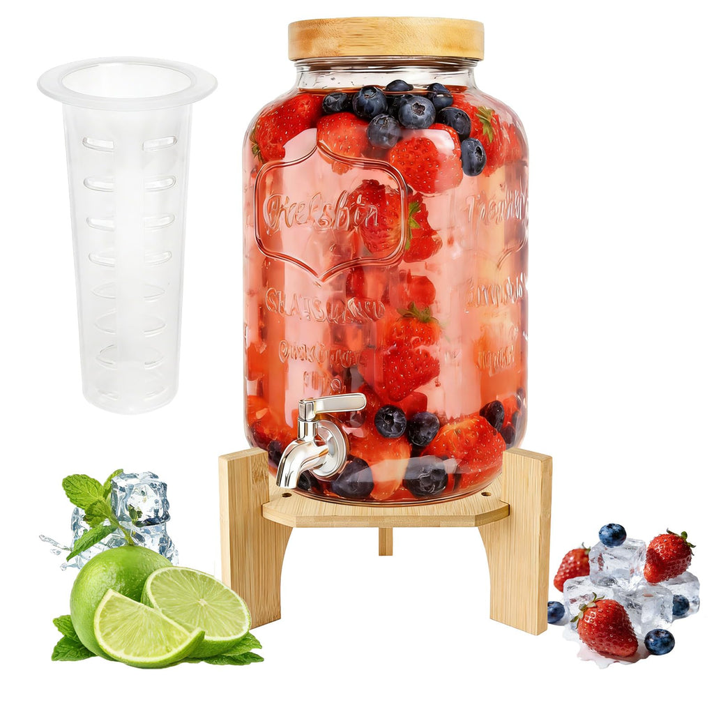 Natural Bamboo Wood Drink Dispenser Stand J403