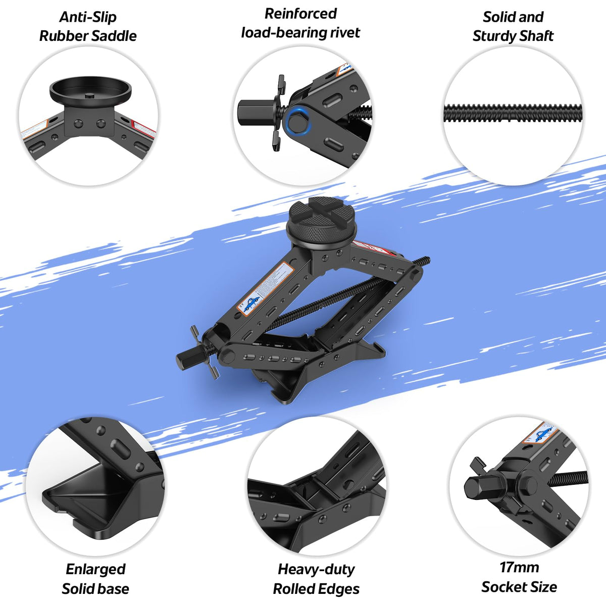 3 Ton Heavy Duty Scissor Jack Kit with Ratchet Wrench R1725