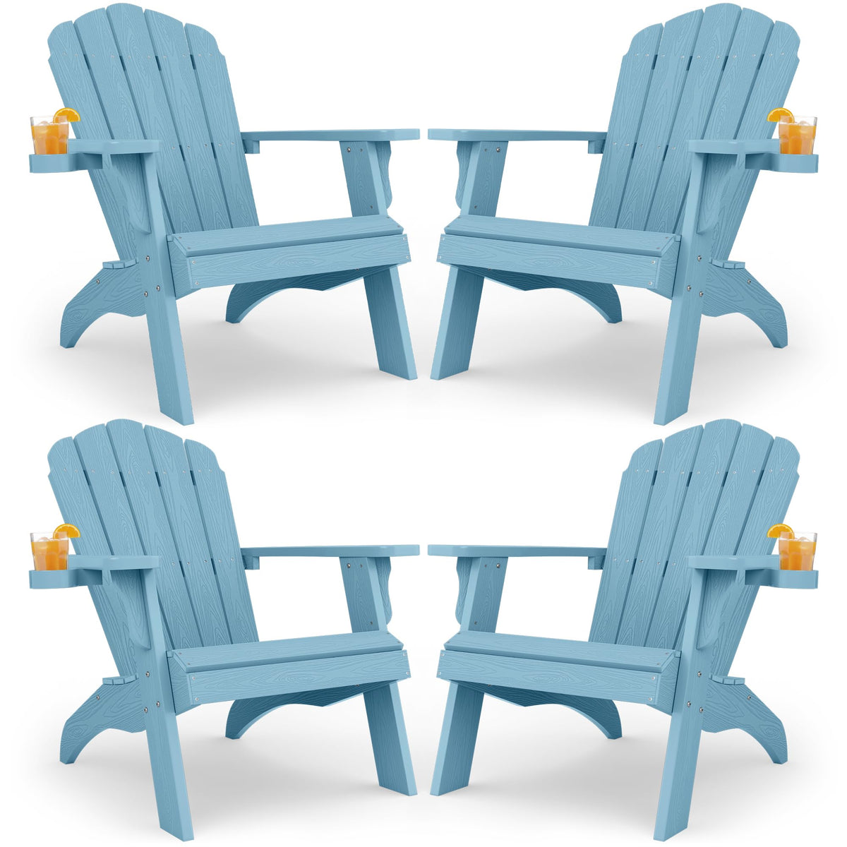 Oversized Adirondack Chair Set of 4 Blue H5249