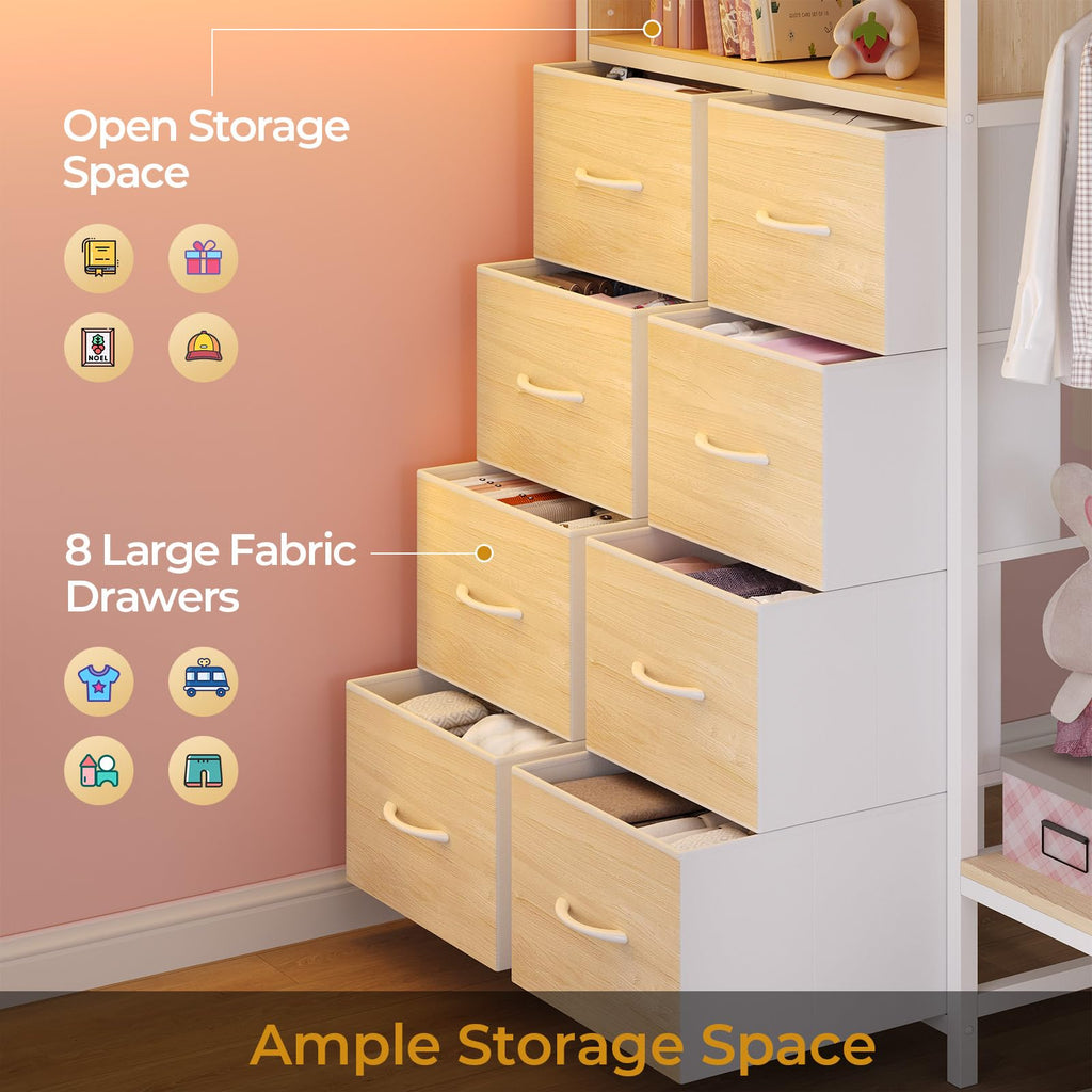 Full Over Twin Bunk Bed with 8 Storage Drawers T81712