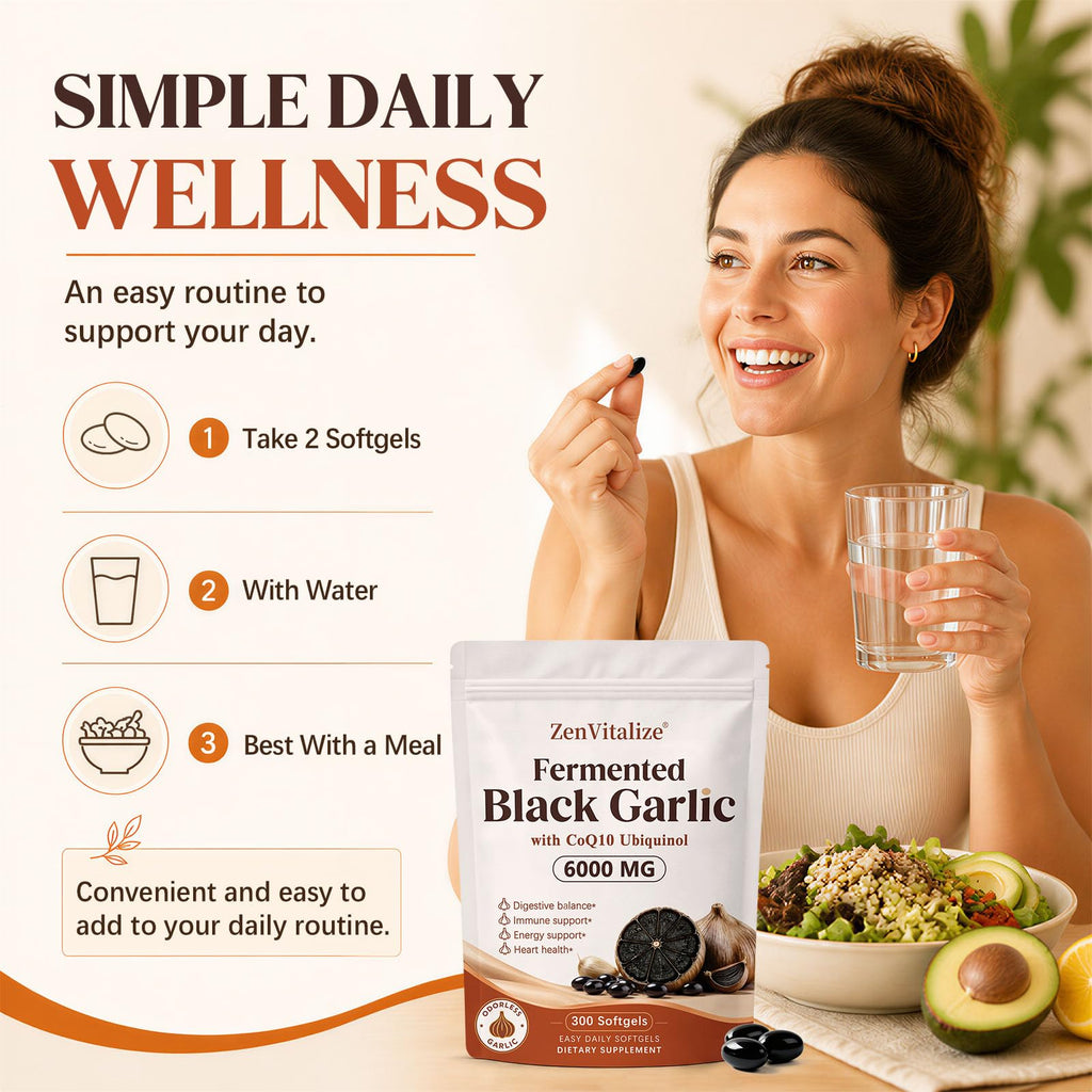 Black Garlic CoQ10 Vitamin K2 Softgels F518039