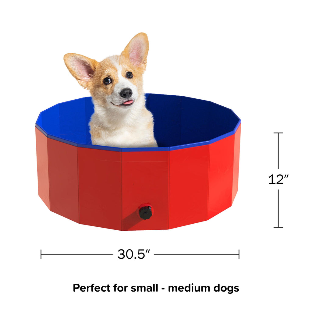 Foldable 30.5x12in PVC Dog Pool with Drain R4446