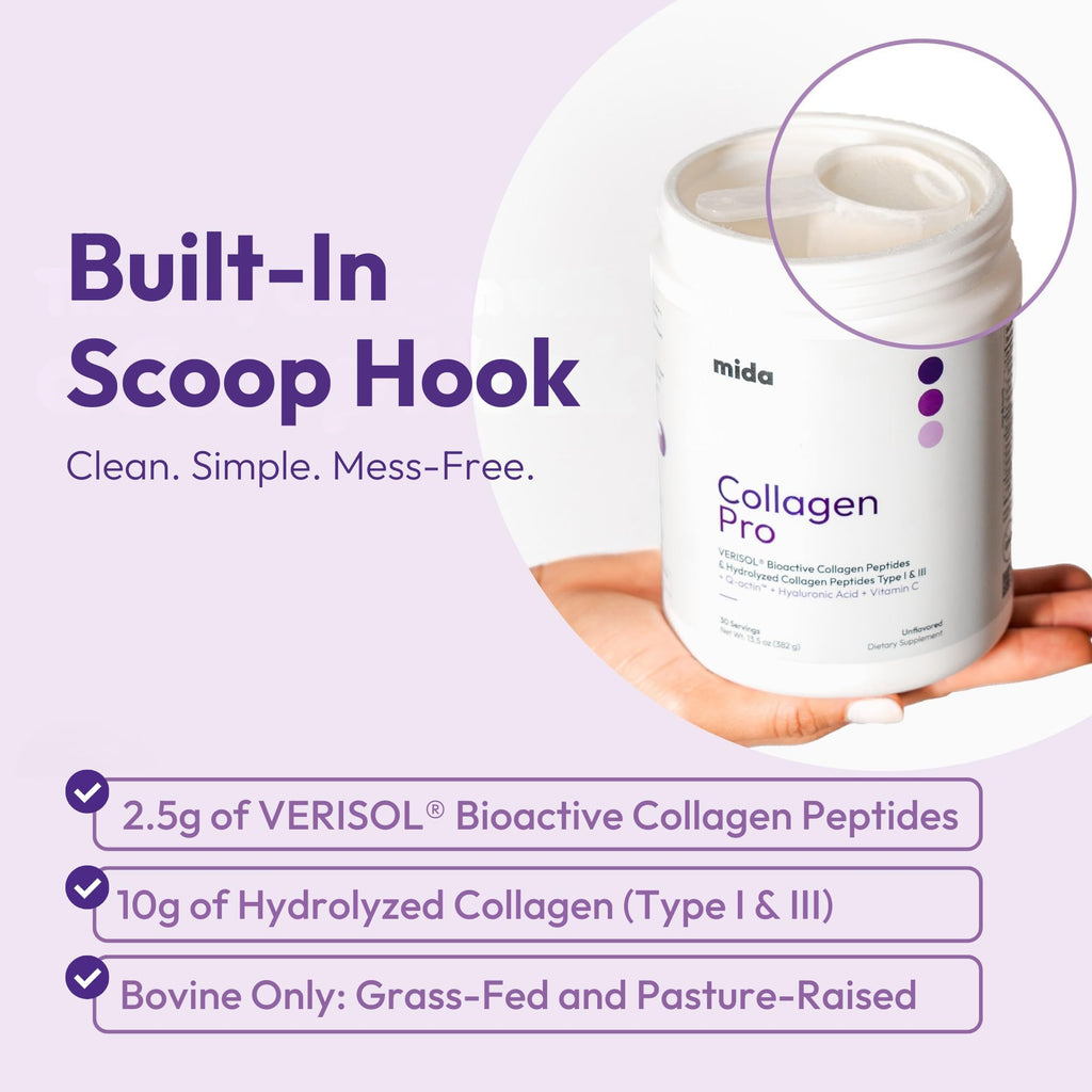 Hydrolyzed Collagen Peptides Type I & III with Vitamin C, Hyaluronic Acid, Biotin, Unflavored Powder, 30 Servings V176370