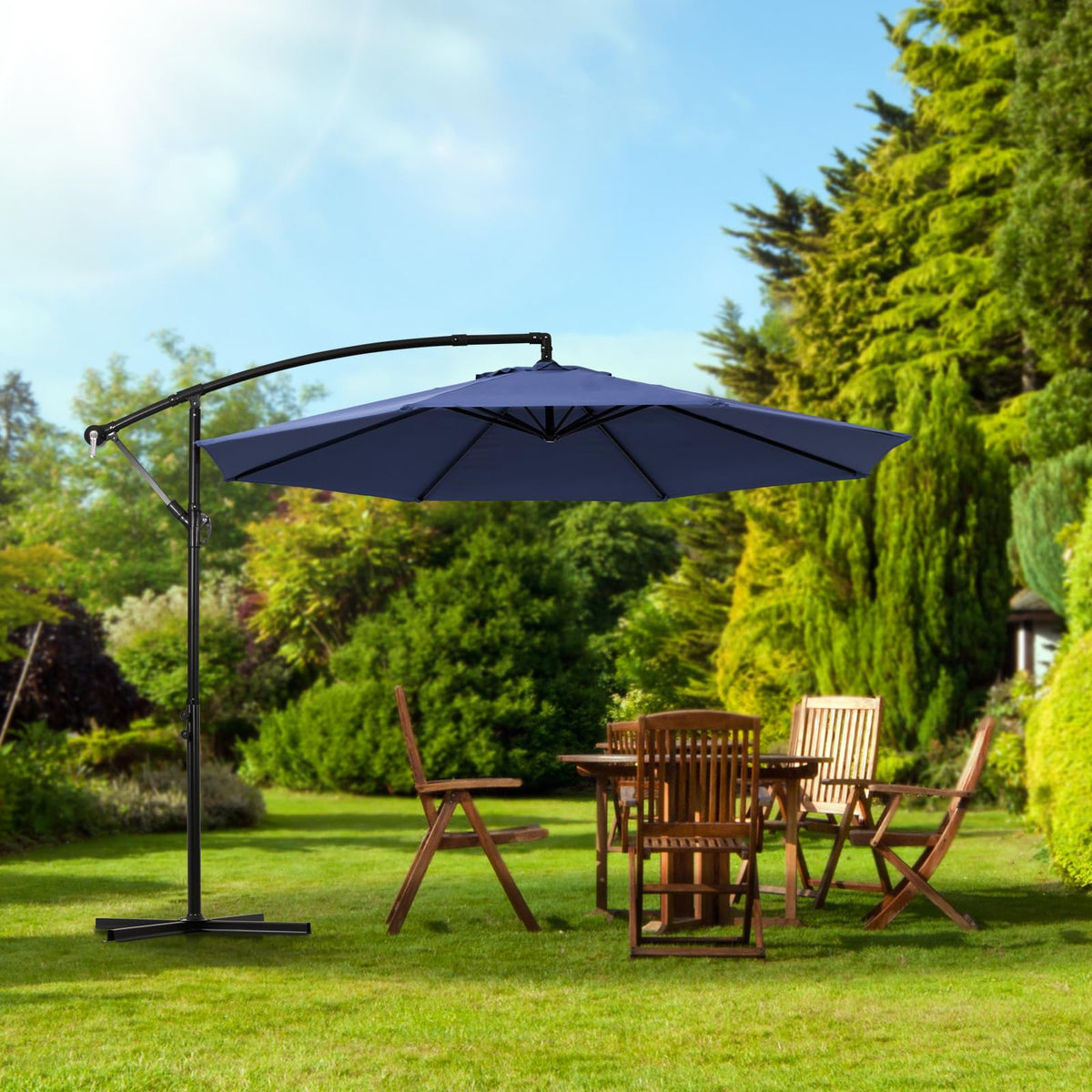 10ft Offset Hanging Patio Umbrella with Crank Lift & Tilt W330673