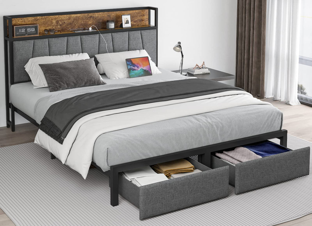 Full Size Storage Bed Frame with Headboard D341681