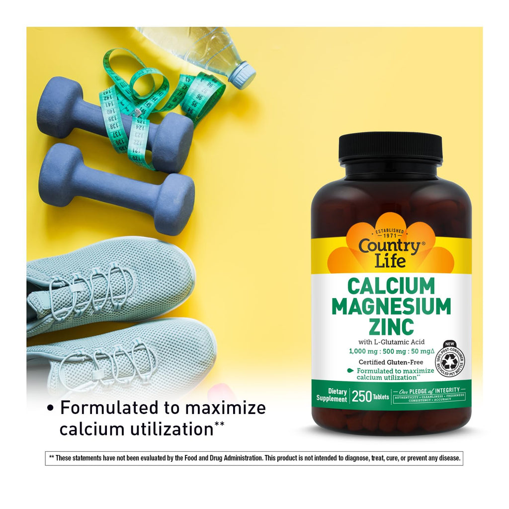 Calcium Magnesium Zinc with L-Glutamic Acid, 250 Tablets A11304