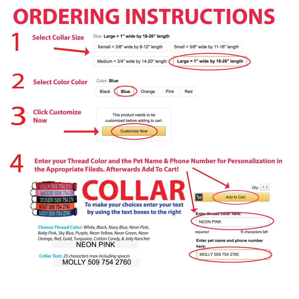 Personalized Dog Collar with Pet Name and Phone Number Q32721