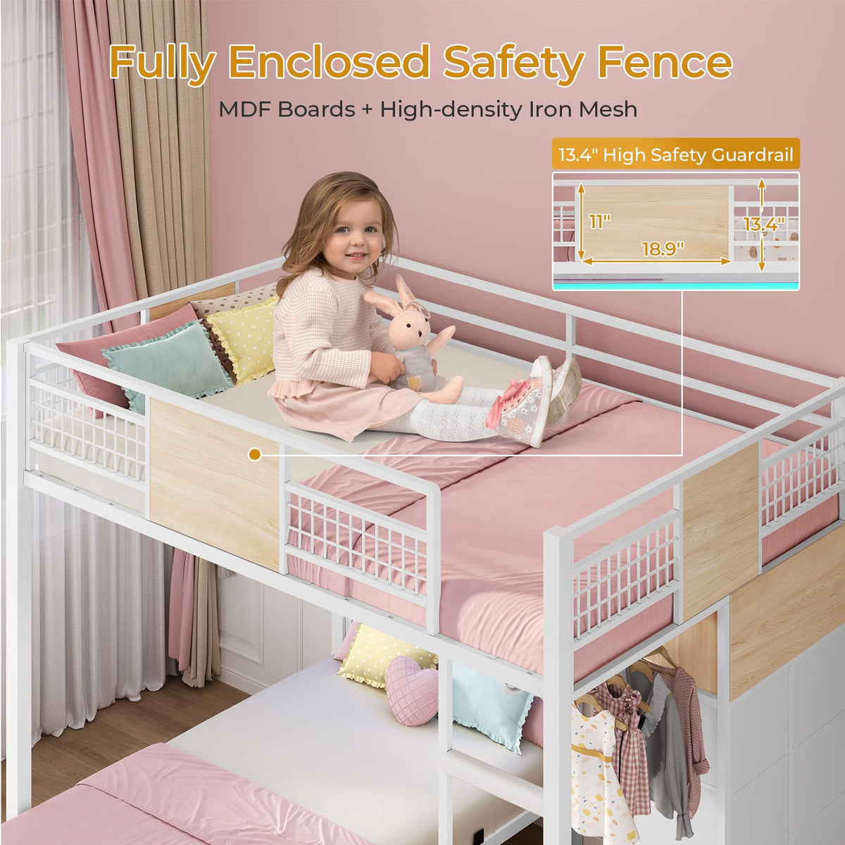 Full Over Twin Bunk Bed with 8 Storage Drawers T81712