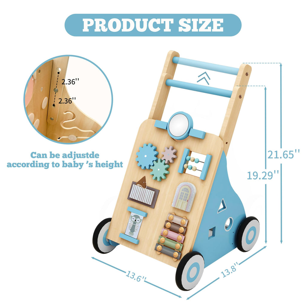 Blue Wooden Baby Walker with Activity Center Z509962
