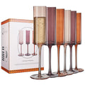 Set of 6 Amber Textured Glass Champagne Flute 6oz Q491691