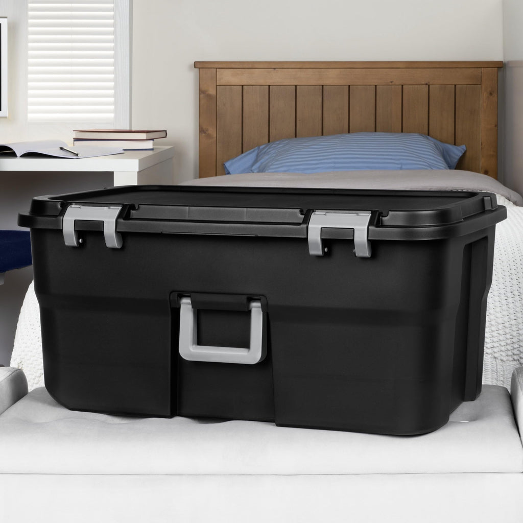 Black Wheeled Lockable Footlocker C828568