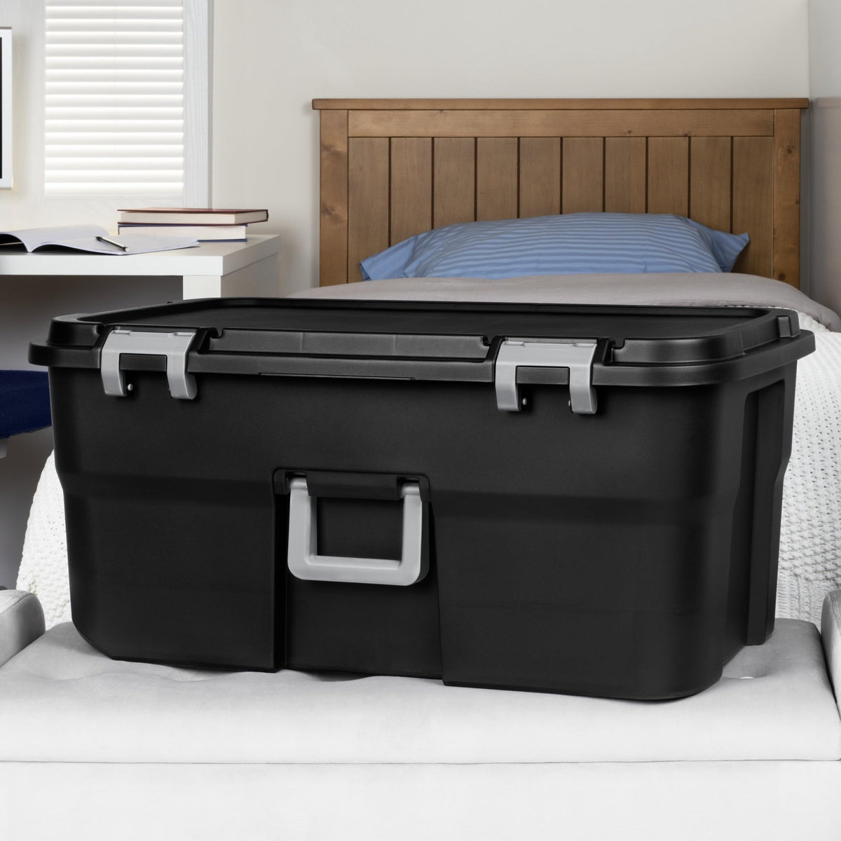 Black Wheeled Lockable Footlocker C828568