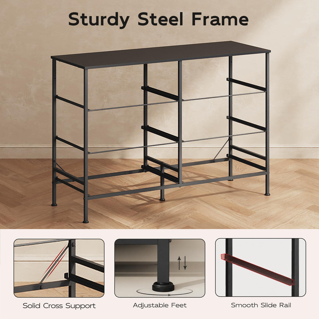 Black 6 Drawer Fabric Dresser D970