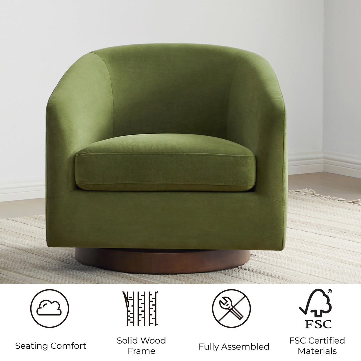 Forest Green Swivel Accent Chair Set 2 P20017