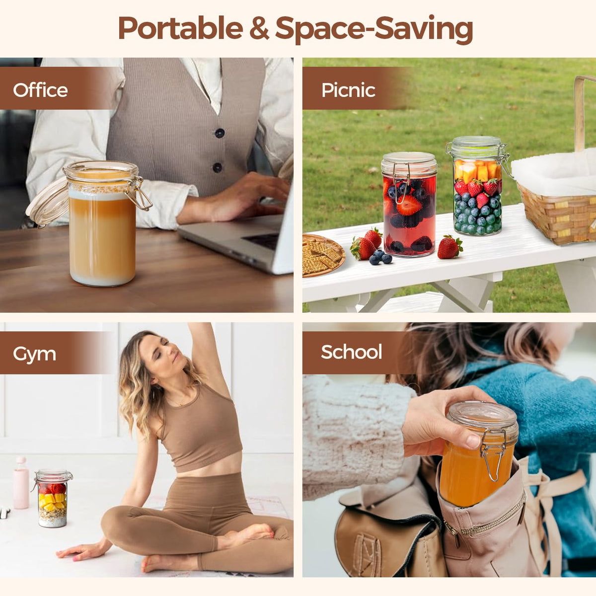 16 oz Glass Jars with Airtight Lids 6 Pack V5244