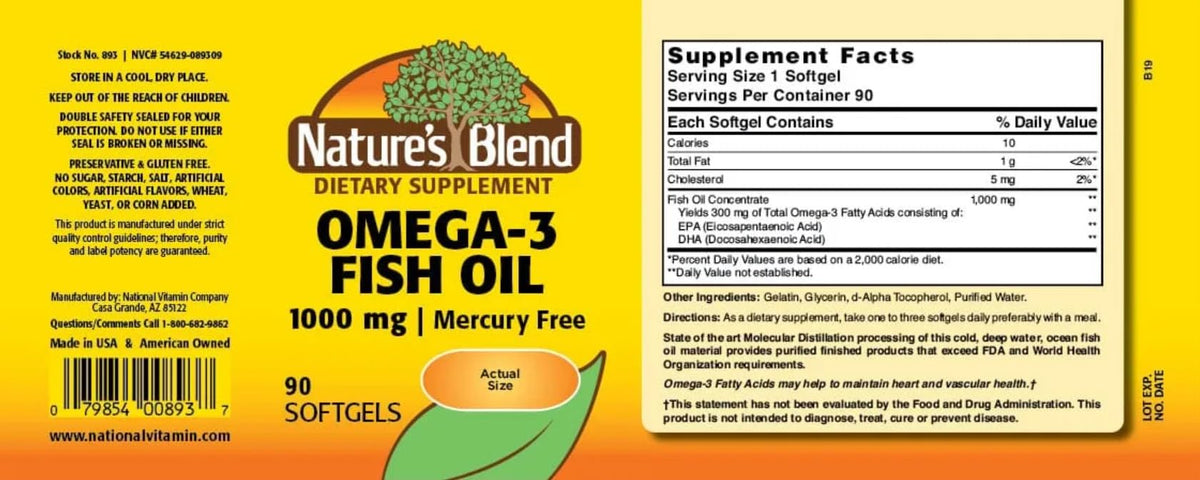 Omega-3 Fish Oil 1000 mg 90 Softgels R778