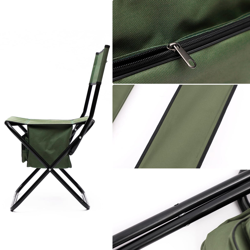 Folding Camping Chair with Storage Bag, 2 Pack, Green E637