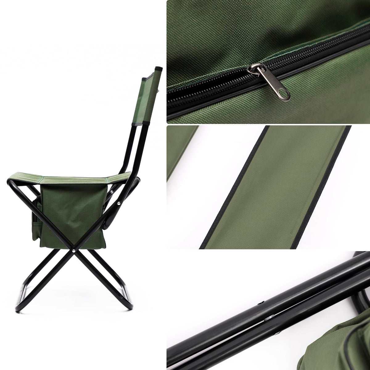 Folding Camping Chair with Storage Bag, 2 Pack, Green E637