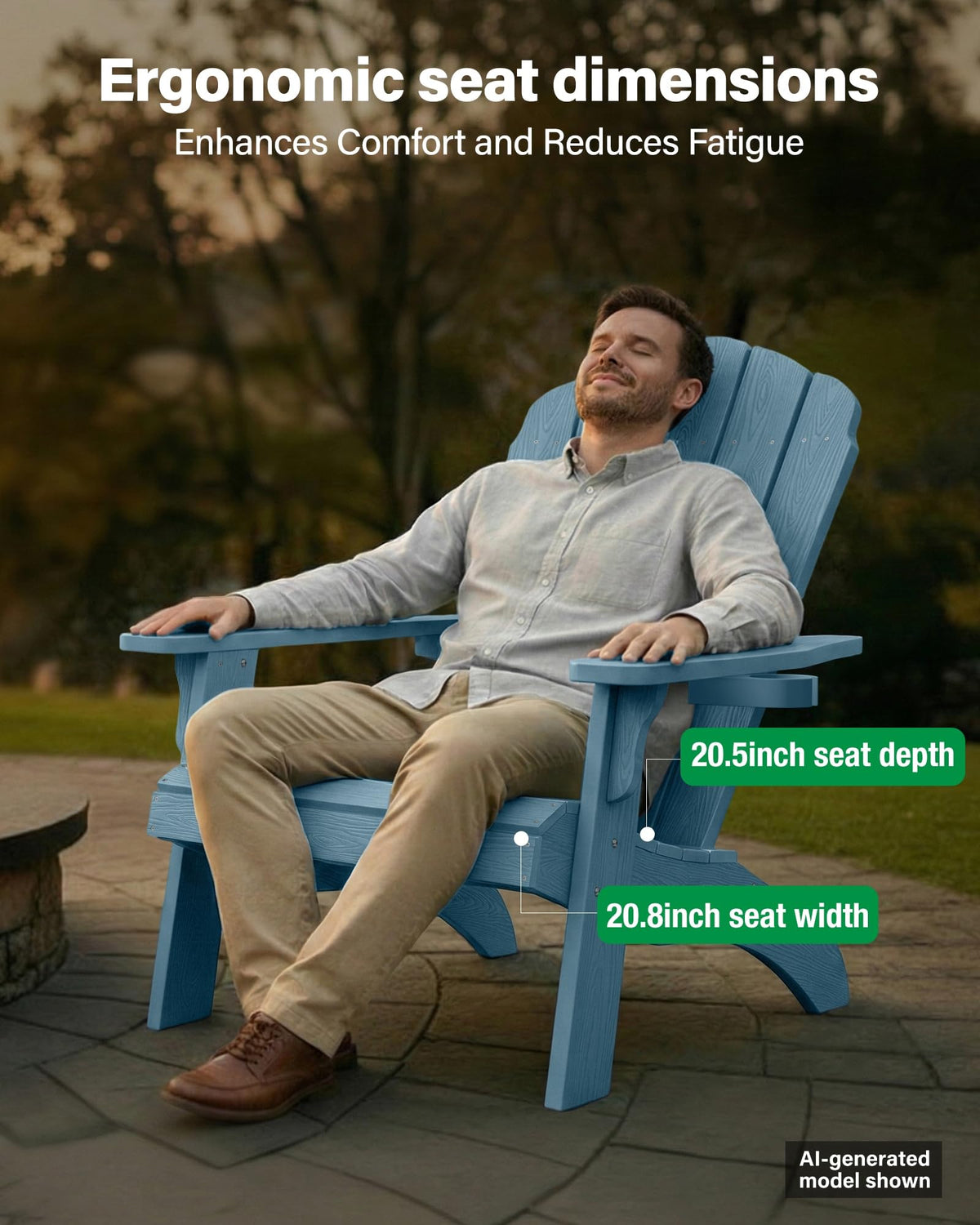Oversized Adirondack Chair Set of 4 Blue H5249