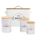 Extra Large White Farmhouse Bread Box with Canisters Set of 3 U848