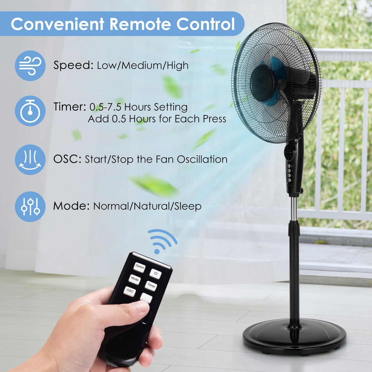 16” Pedestal Fan with 3-Speed Digital Control T82983