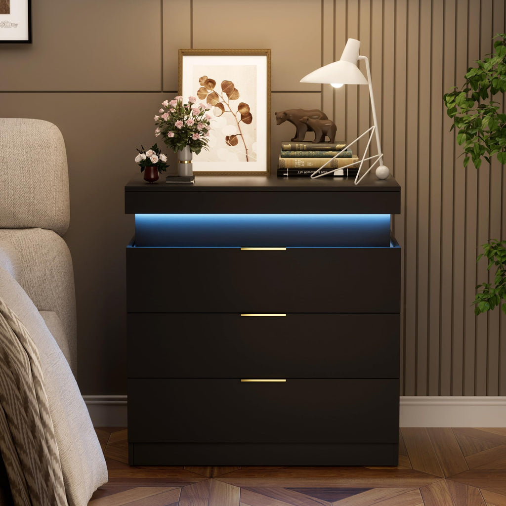 LED Smart Nightstand with Charging Station & RGB Lights I8250