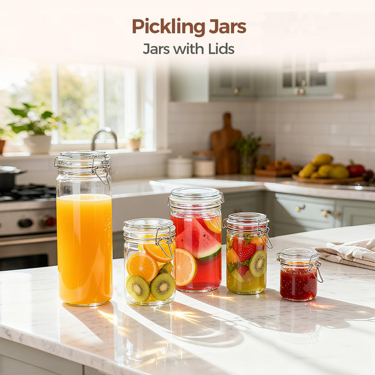 16 oz Glass Jars with Airtight Lids 6 Pack V5244
