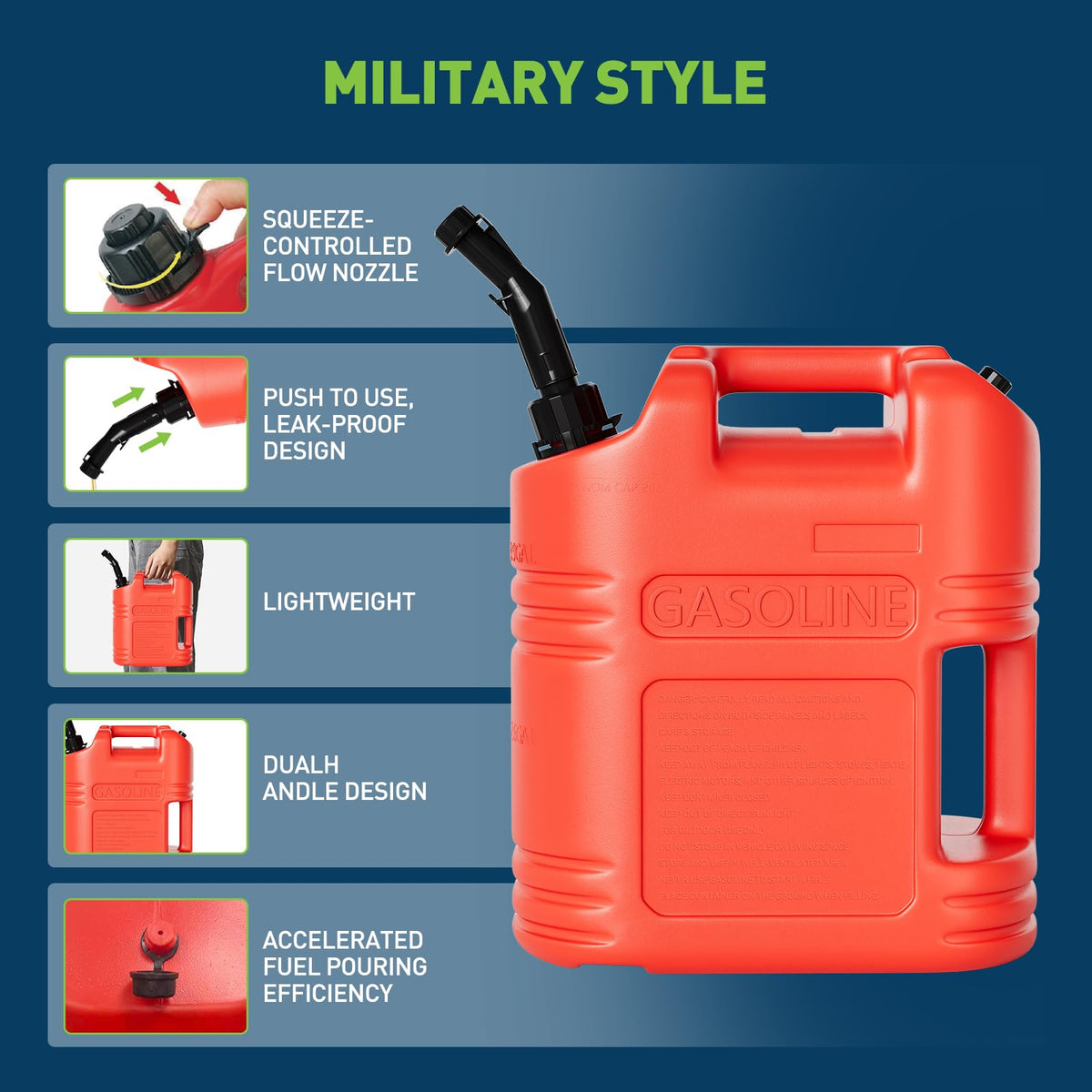 40L Portable Transfer Tank 5 Gal with L-Shaped Handle Red 4PC Q979441