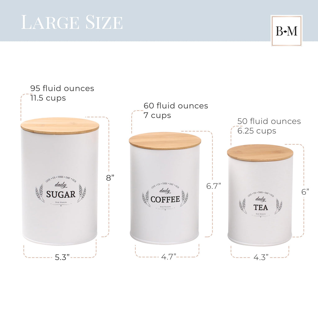 Extra Large White Farmhouse Bread Box with Canisters Set of 3 U848