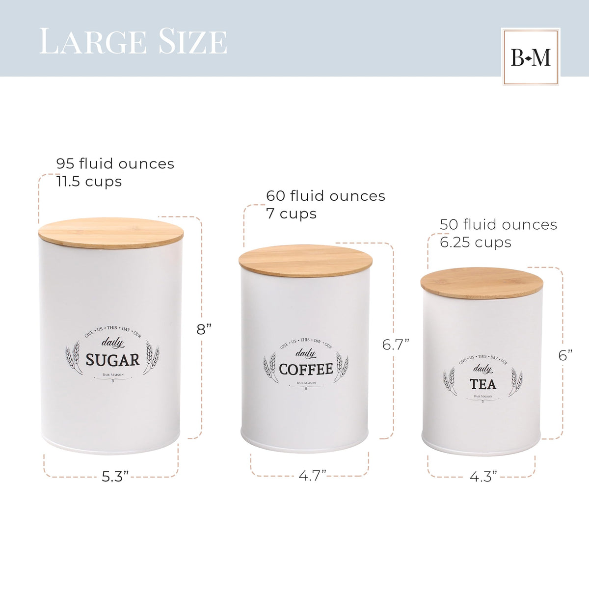 Extra Large White Farmhouse Bread Box with Canisters Set of 3 U848