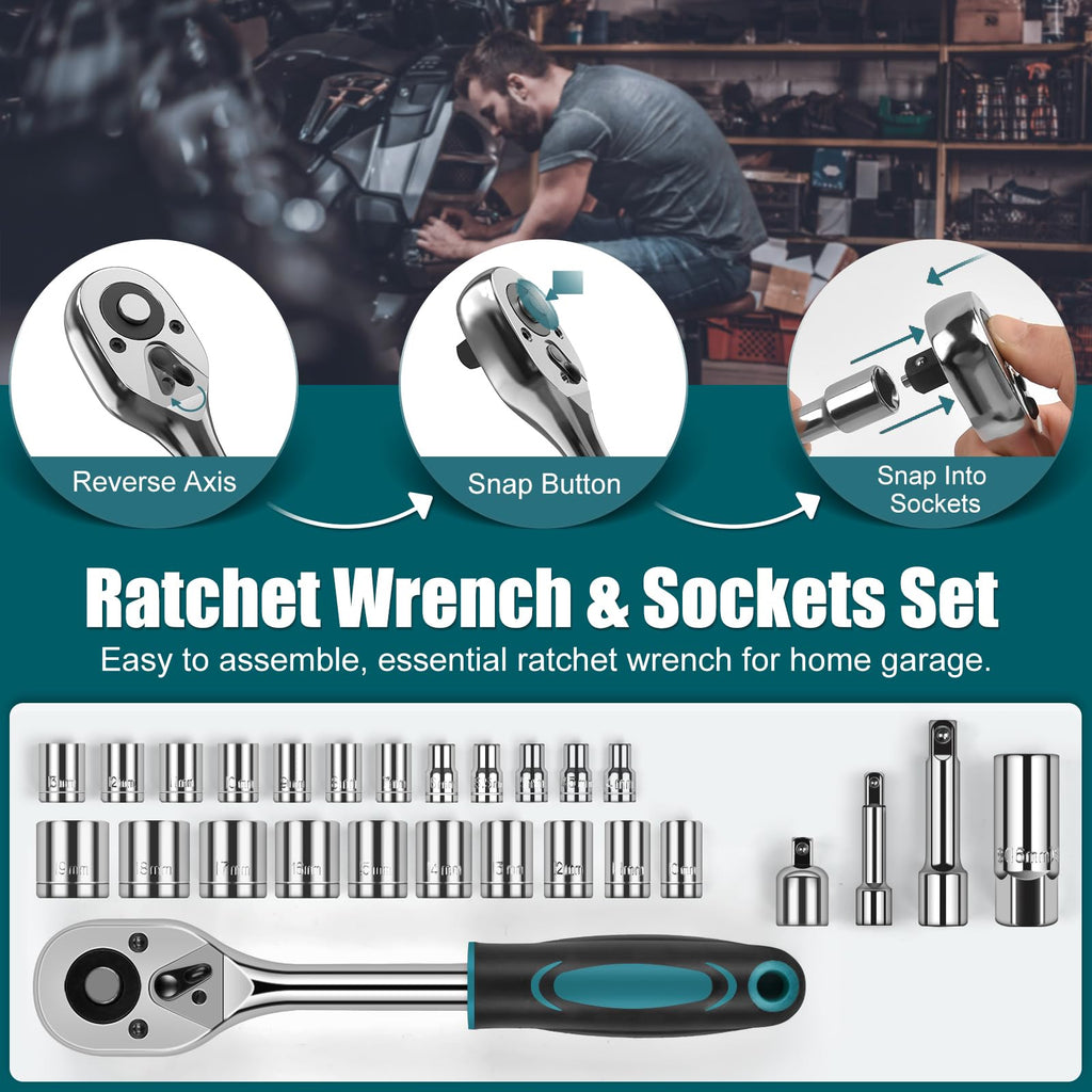 257 Pcs Portable Hand Tool Kit Set with Case G45832