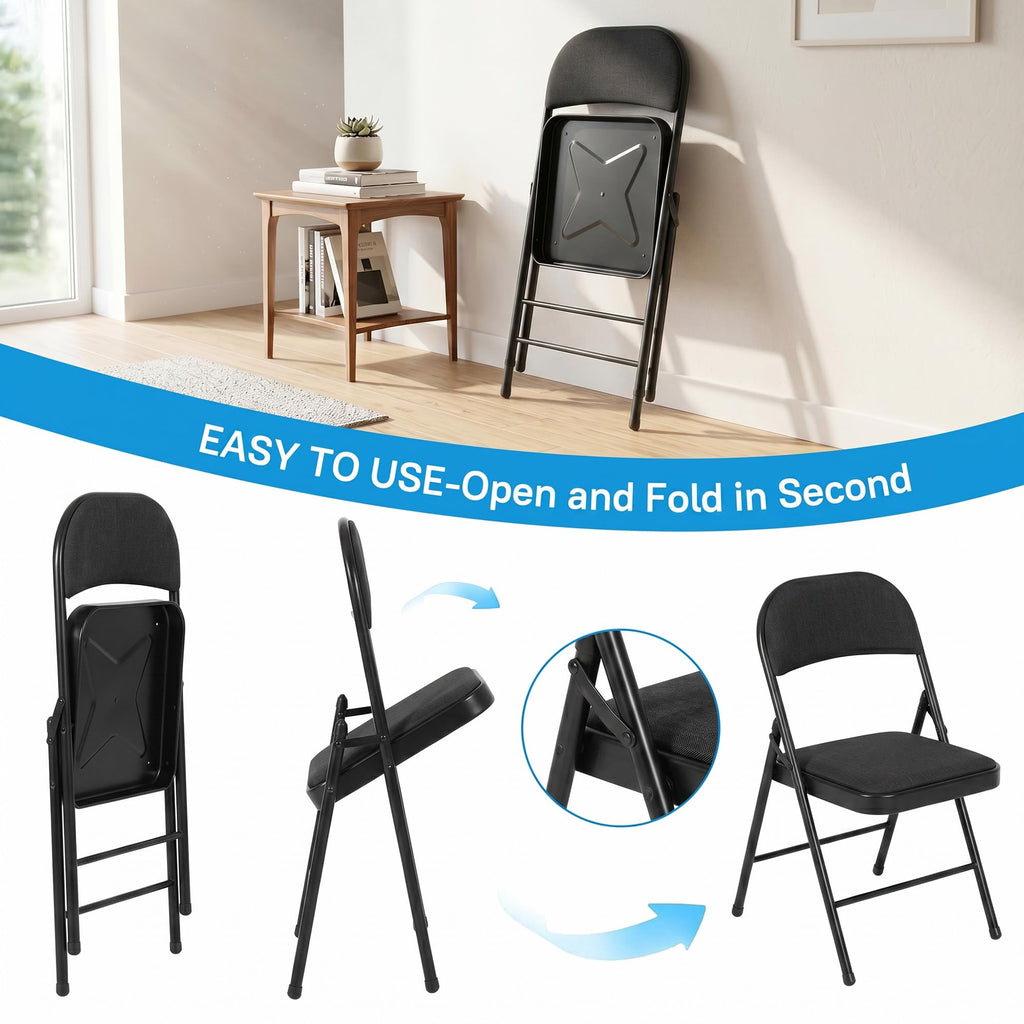 10 Pack Black Padded Folding Chairs Z327198