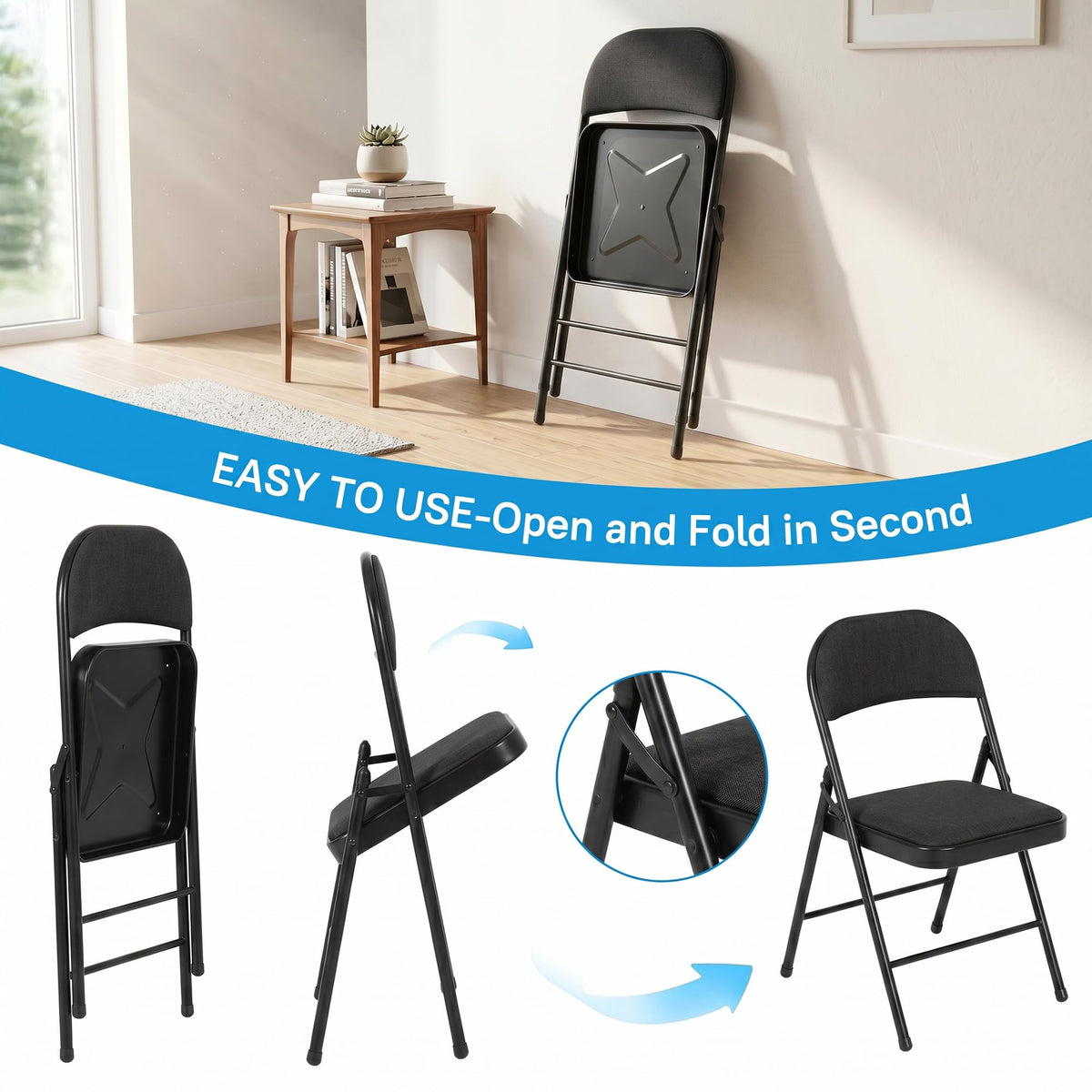 10 Pack Black Padded Folding Chairs Z327198