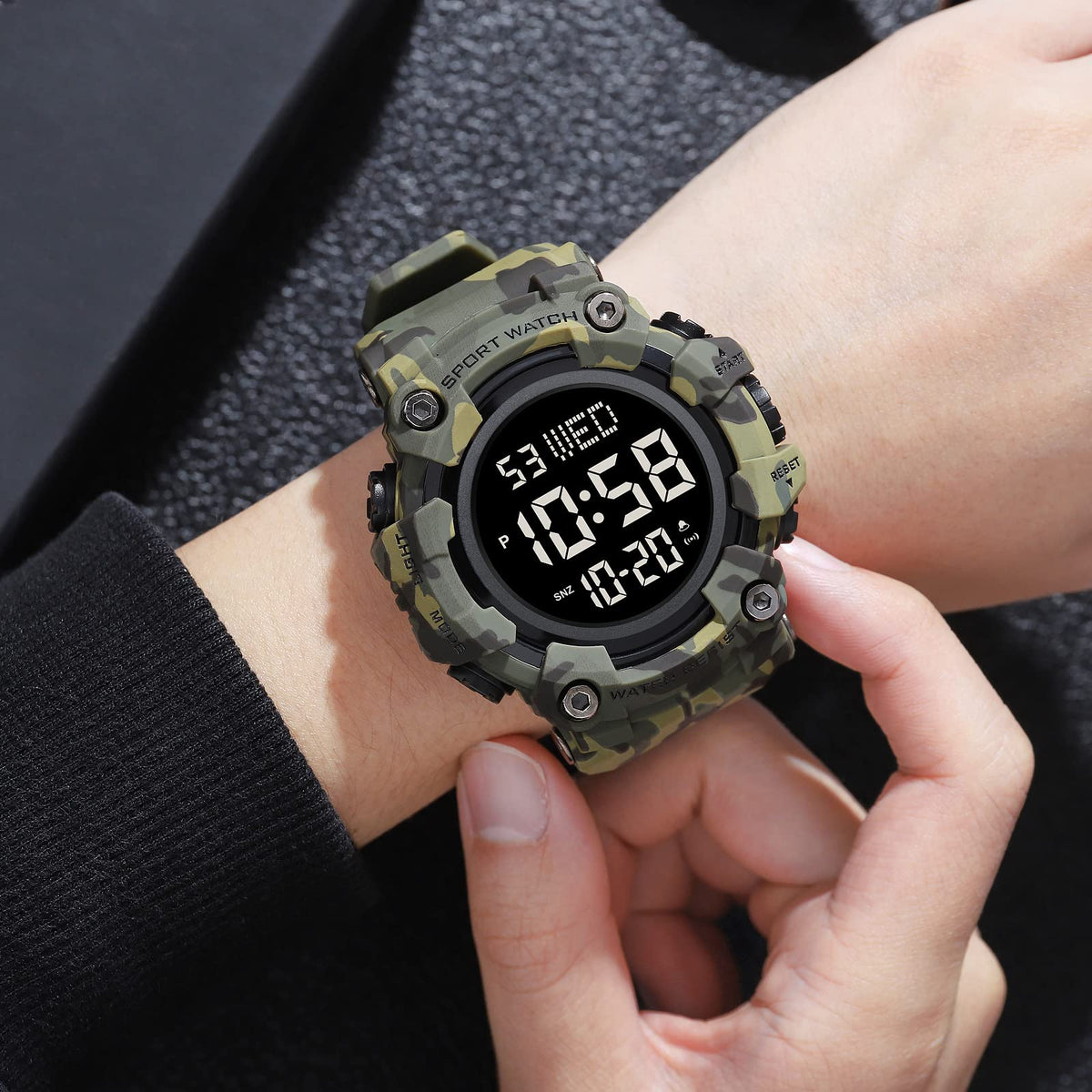 Men Digital Watch Waterproof LED Stopwatch P296