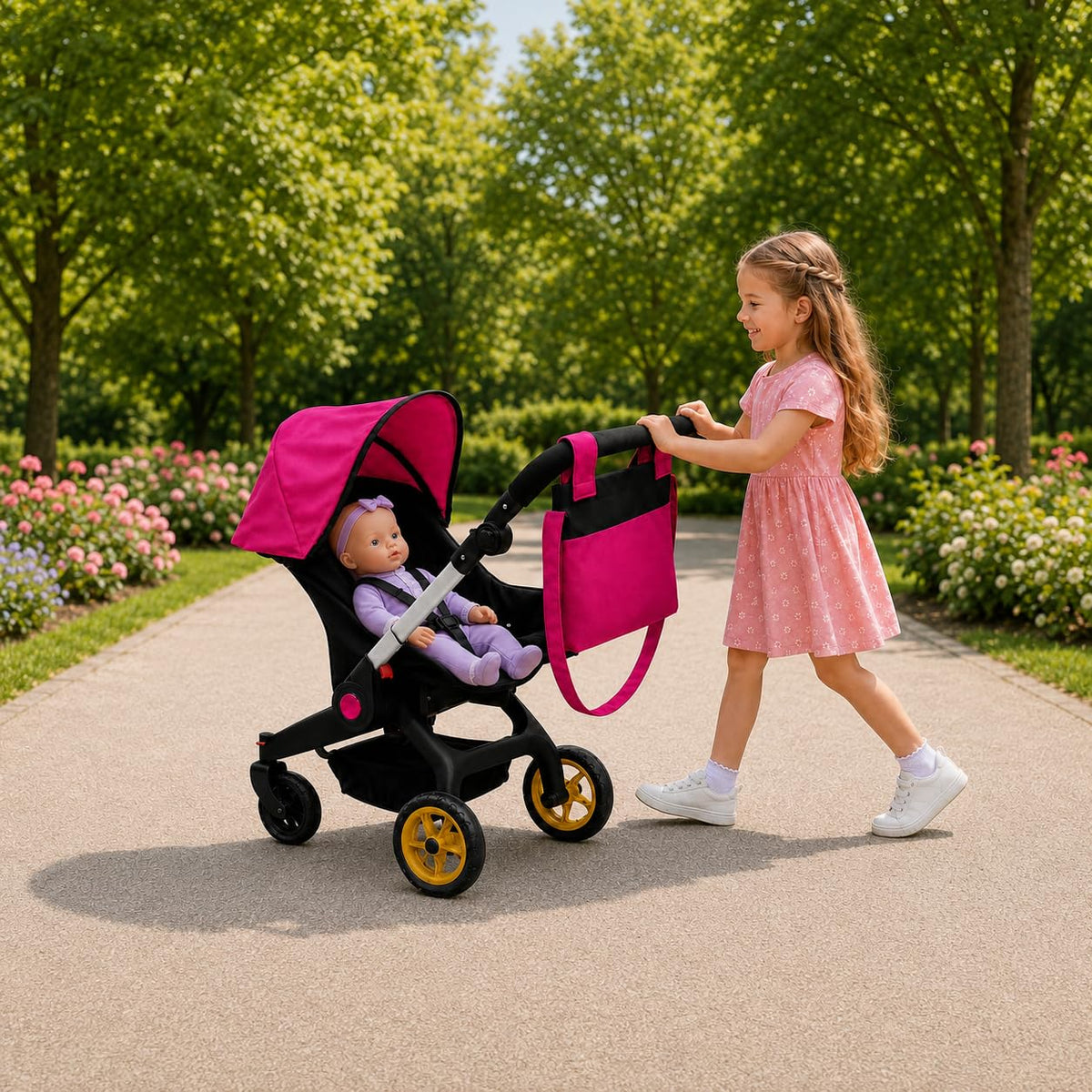 Pink Convertible 2 in 1 Doll Stroller and Car Seat Y2708