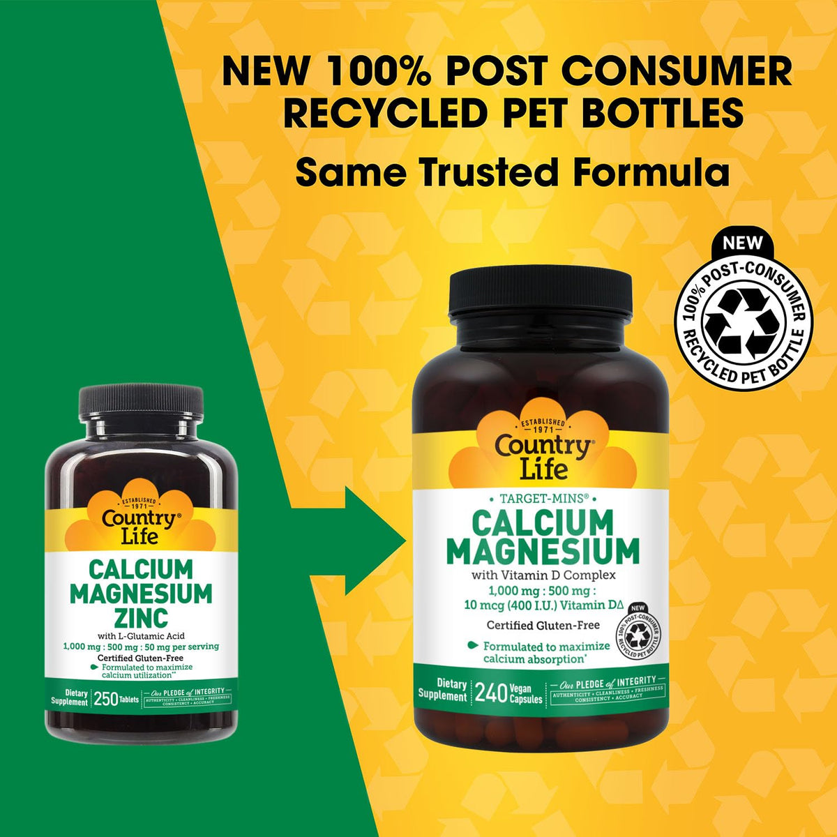 Calcium Magnesium Zinc with L-Glutamic Acid, 250 Tablets A11304