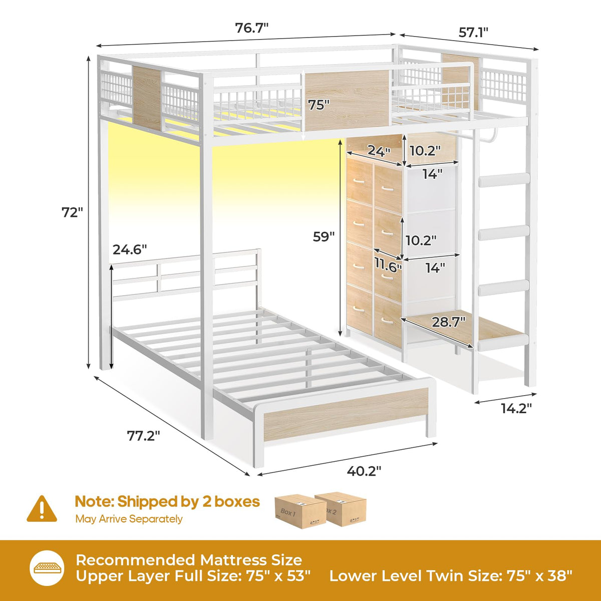 Full Over Twin Bunk Bed with 8 Storage Drawers T81712