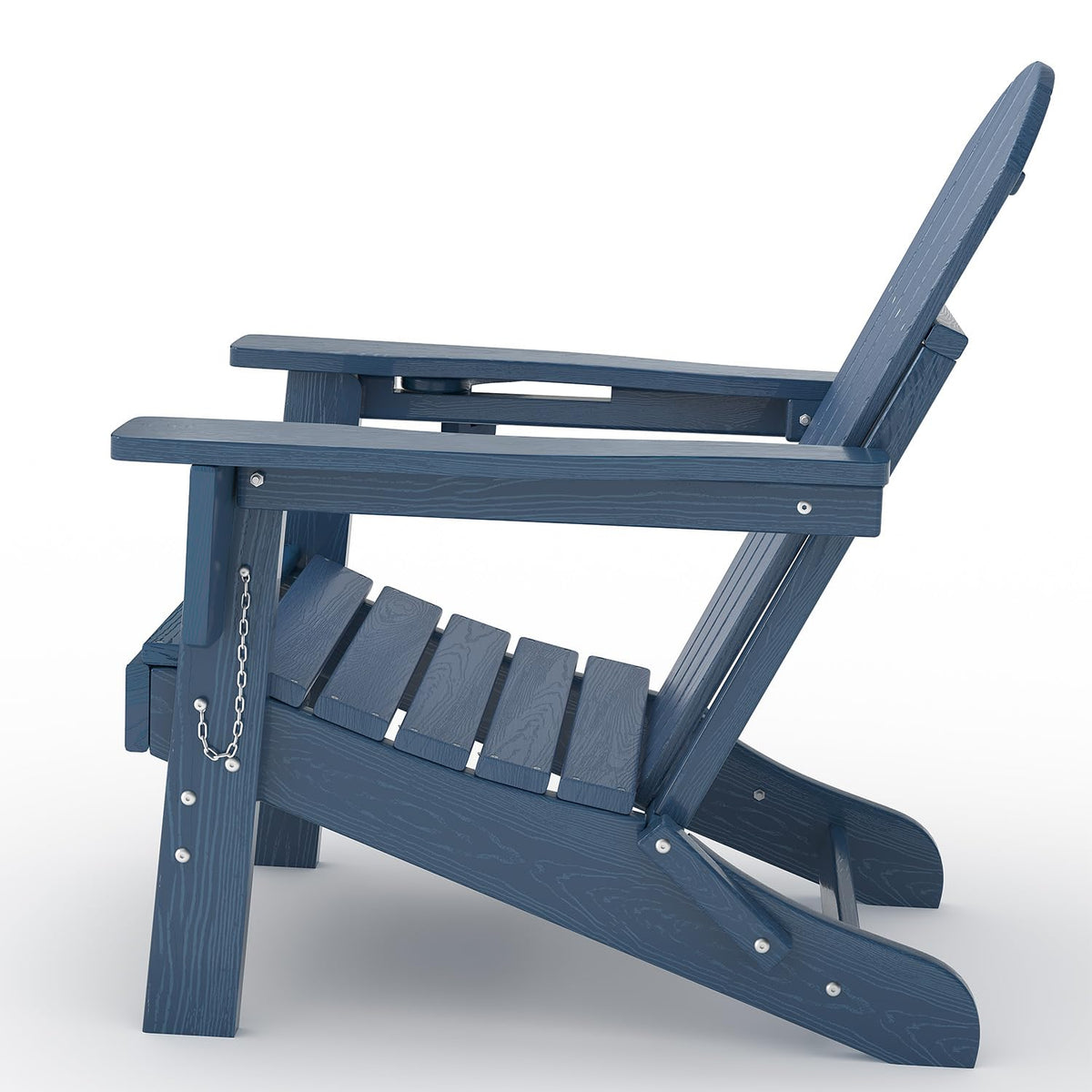 HDPE Folding Adirondack Chair Set of 2 with Side Table, Navy Blue T8185