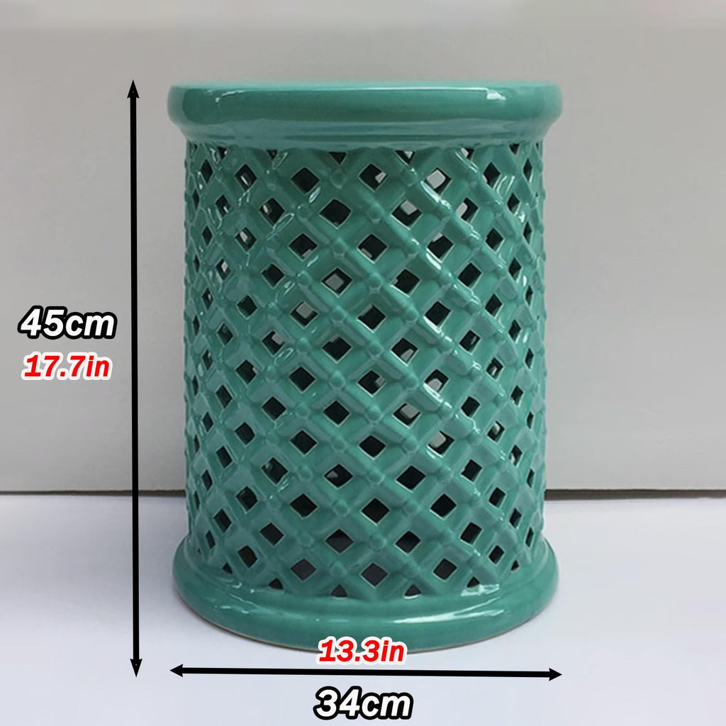 White Ceramic Decorative Garden Stool I466522