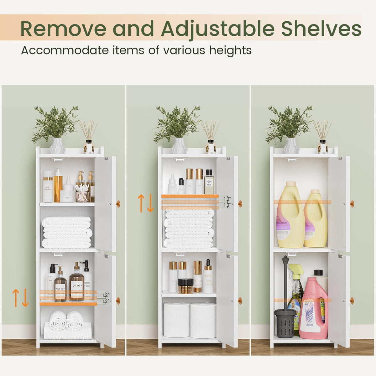 White Bathroom Storage Cabinet with 2 Doors P75113