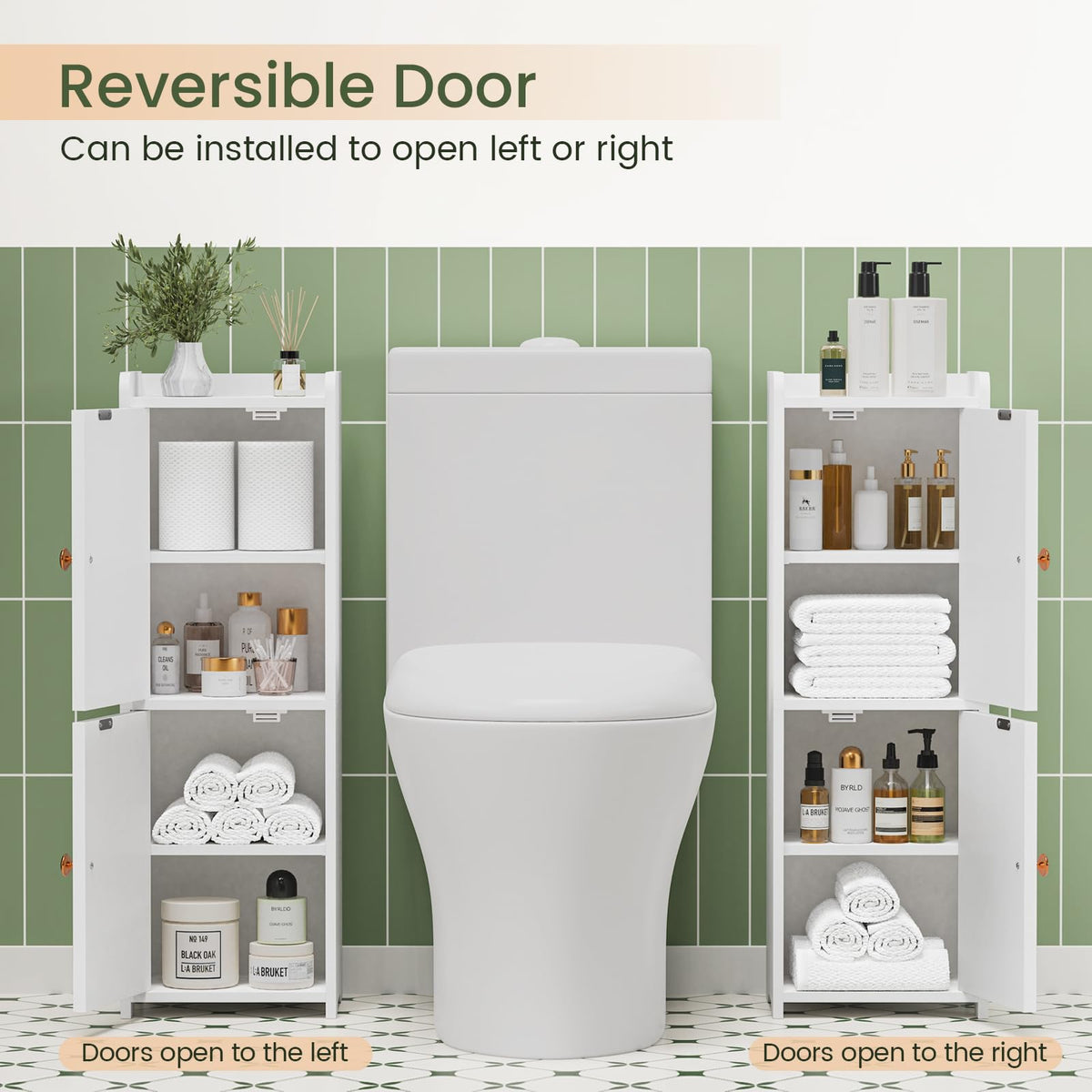 White Bathroom Storage Cabinet with 2 Doors P75113