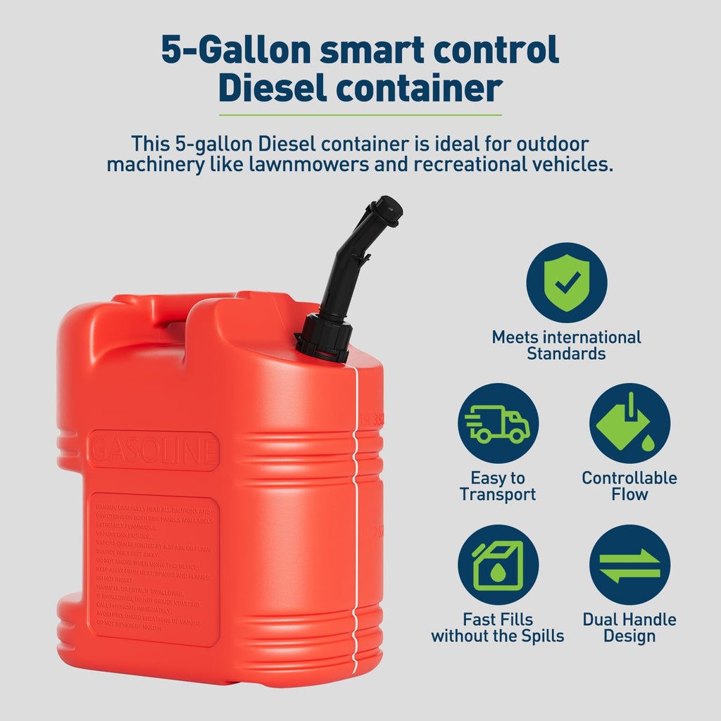40L Portable Transfer Tank 5 Gal with L-Shaped Handle Red 4PC Q979441