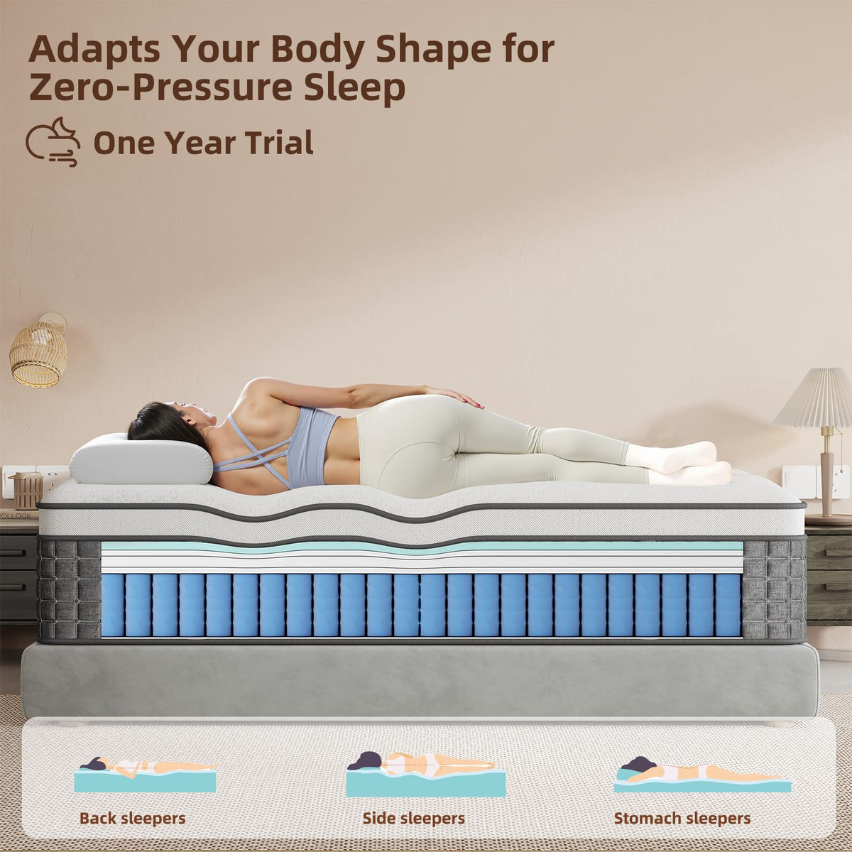 Full Size 12 Hybrid Medium Firm Memory Foam Pocket Springs Mattress D70433