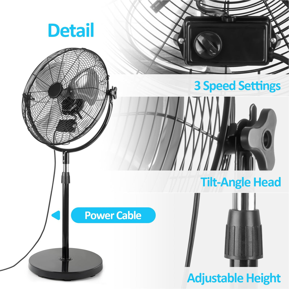 20 Inch Heavy Duty High Velocity Metal Stand Pedestal Fan E30832