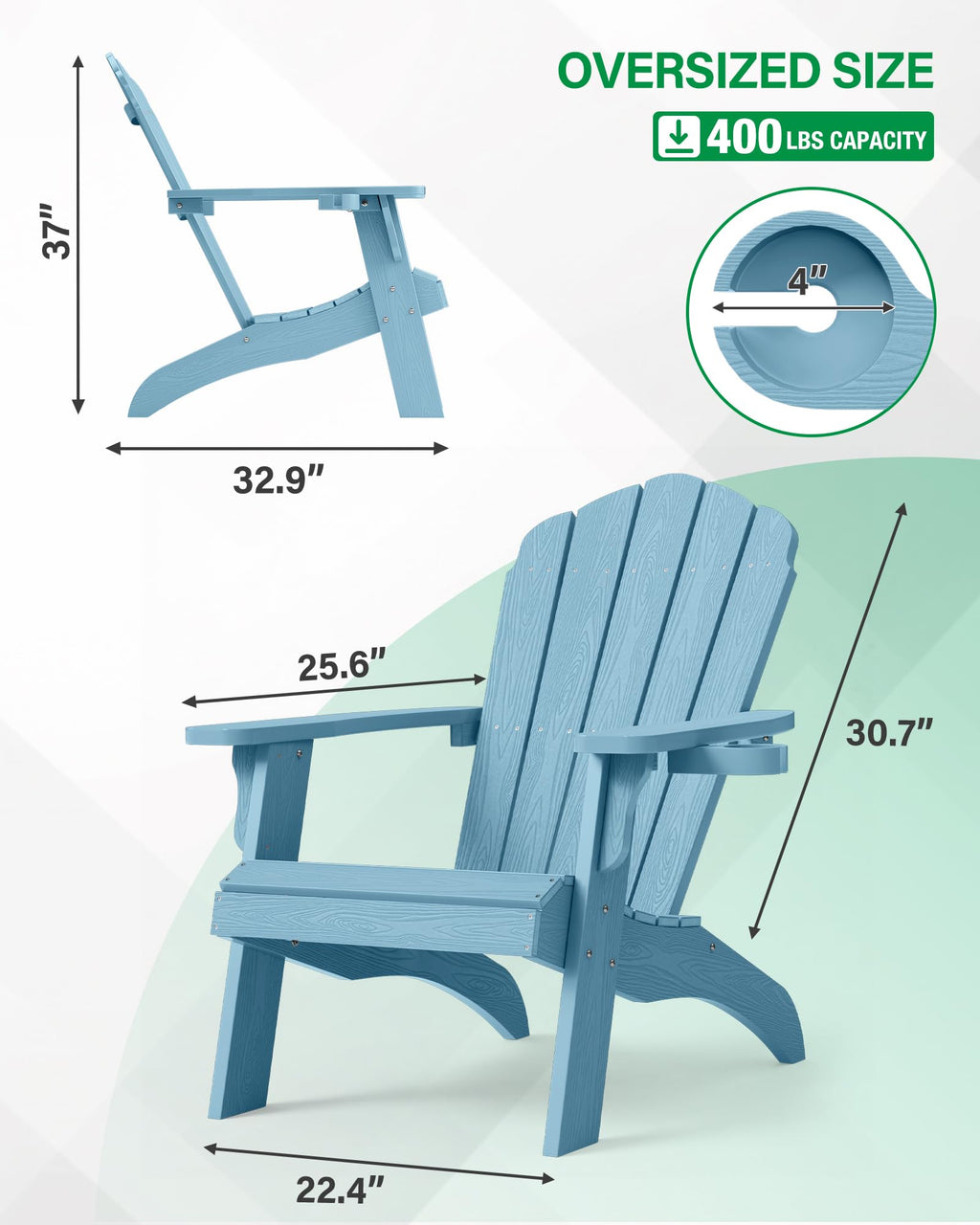 Oversized Adirondack Chair Set of 4 Blue H5249