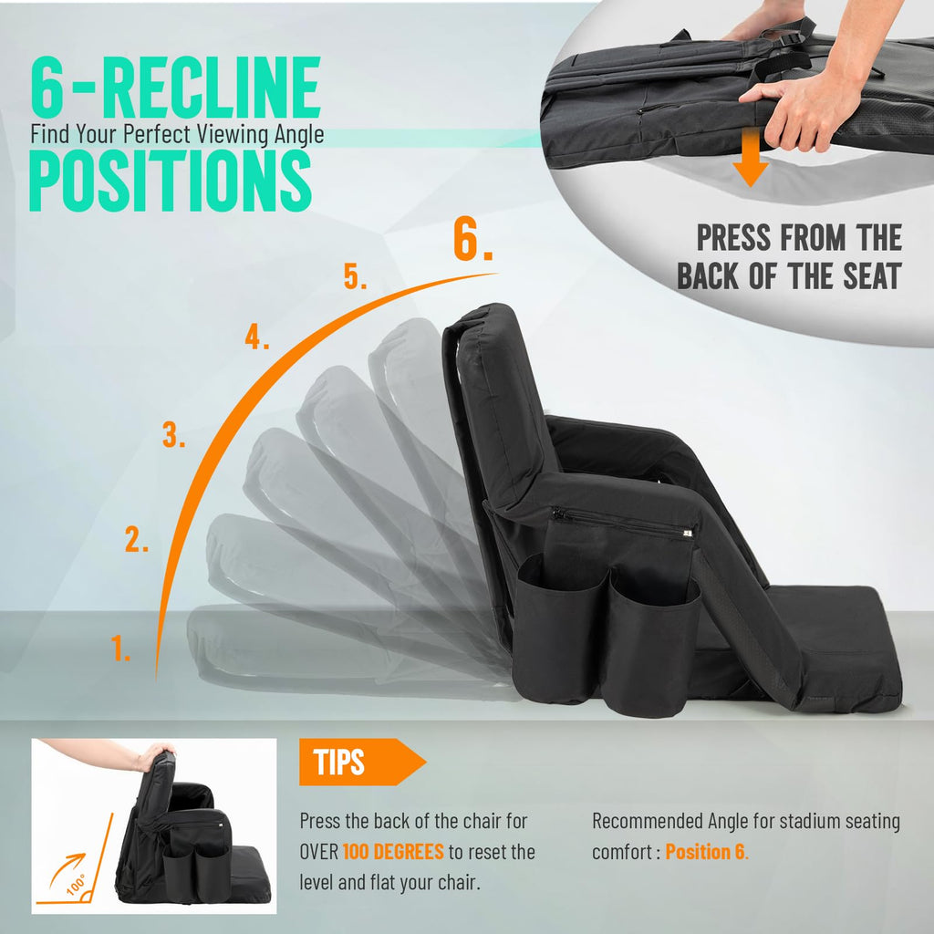 Stadium Seat with Back Support and Armrests 2-Pack L688