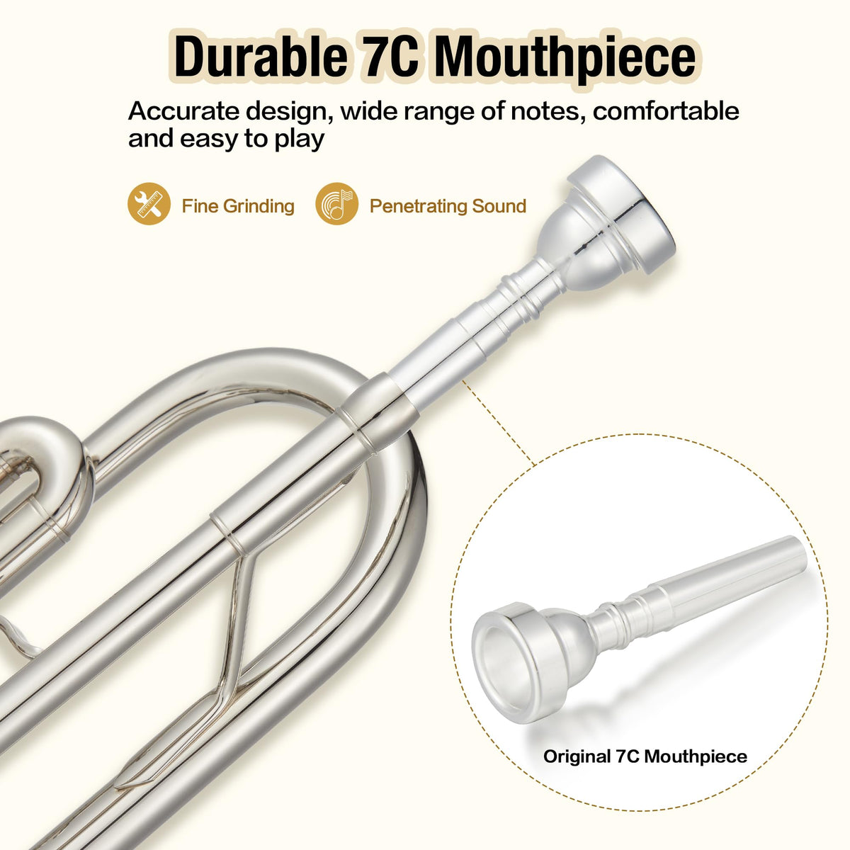Nickel-Plated Brass Trumpet with Hard Case D8818