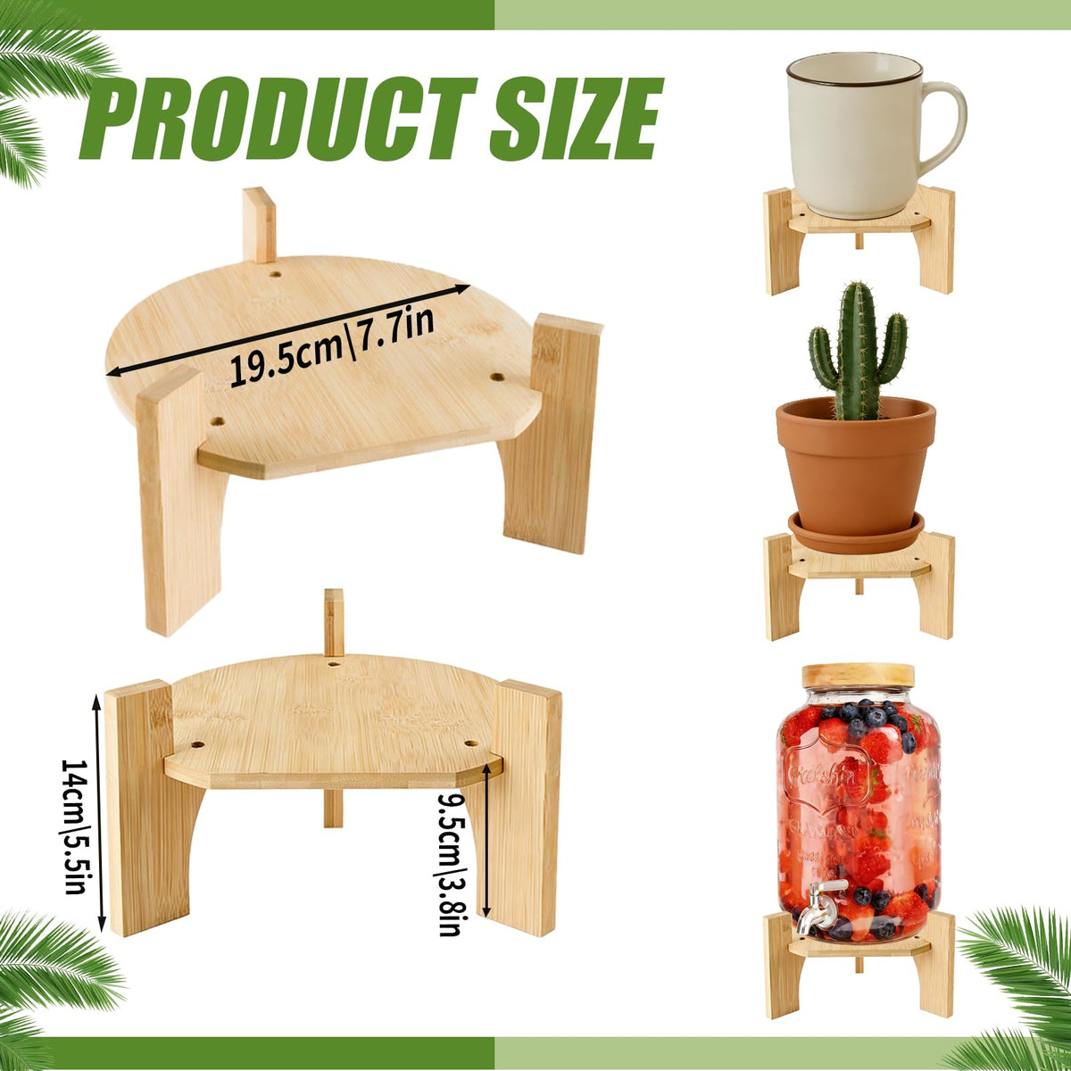 Natural Bamboo Wood Drink Dispenser Stand J403